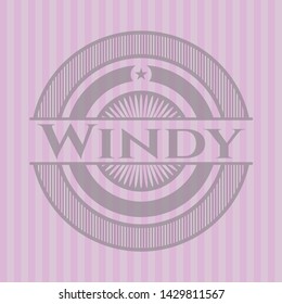 Windy vintage pink emblem. Vector Illustration. Detailed.