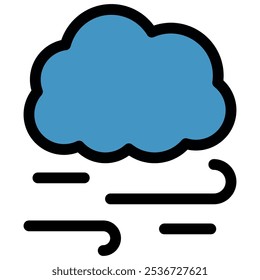 Icono de Clima ventoso con estilo de contorno plano