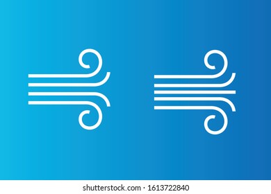 Windy weather icon isolated on blue background. Vector illustration