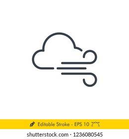 Windy Weather Icon / Vector - In Line / Stroke Design