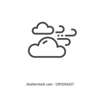 Windy weather line icon. Clouds with wind sign. Sky symbol. Quality design element. Linear style windy weather icon. Editable stroke. Vector
