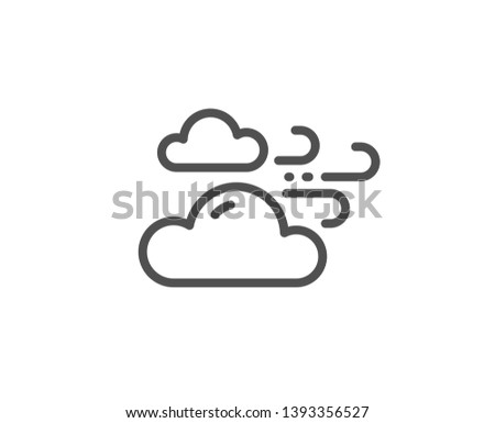 Windy weather line icon. Clouds with wind sign. Sky symbol. Quality design element. Linear style windy weather icon. Editable stroke. Vector