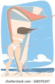 in windy weather on the beach