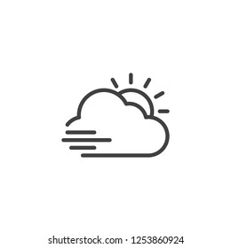 Windy weather outline icon. linear style sign for mobile concept and web design. Cloud with wind blowing and sun simple line vector icon. Symbol, logo illustration. Pixel perfect vector graphics