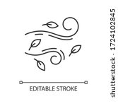 Windy weather pixel perfect linear icon. Autumn season meteo forecast, meteorology thin line customizable illustration. Contour symbol. Cool breeze vector isolated outline drawing. Editable stroke
