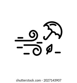 Windy weather pixel perfect linear icon. Autumn season meteo forecast, meteorology thin line customizable illustration. Contour symbol. Cool breeze vector isolated outline drawing. Editable stroke.