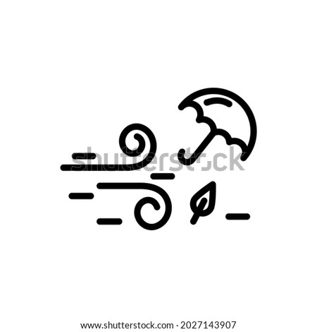 Windy weather pixel perfect linear icon. Autumn season meteo forecast, meteorology thin line customizable illustration. Contour symbol. Cool breeze vector isolated outline drawing. Editable stroke.