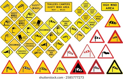 Windy Weather Warning Road Signs