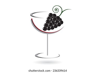 wine. An abstract glass with a bunch