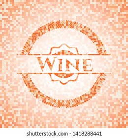 Wine abstract orange mosaic emblem with background