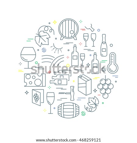 Wine abstract vector illustration line style