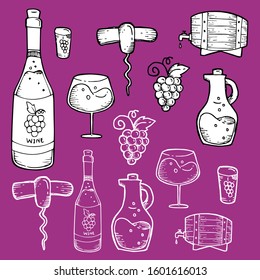 Wine Accessorie are hand drawn in vector.