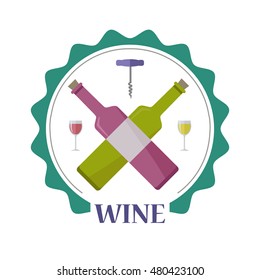 Wine advertisement poster. For labels, tags, tallies, posters, banners of check elite vintage wines. Logo icon symbol. Wine making concept. Part series of viniculture production and preparation items