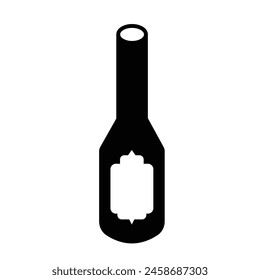 Wine alcohol bottle icon illustration sign isolated on square white background. Simple flat poster sign graphic design for prints drawing.