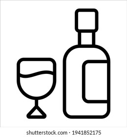 wine, alcohol thin line icon  