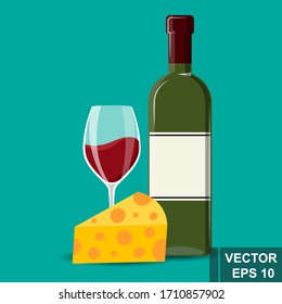 Wine. Alcoholic drink. Flat style. For your design.