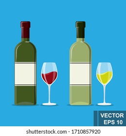 Wine. Alcoholic drink. Flat style. For your design.