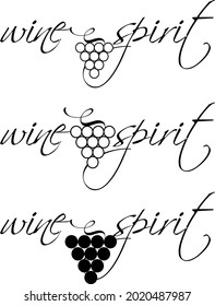 wine and alcoholic logo. Decorative element divider separator and text break set with grape brunch.
