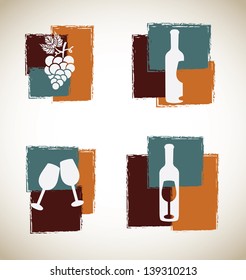 wine art  over gray background vector illustration