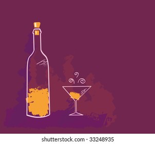 Wine. Artistic vector Illustration of Wine bottle.