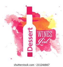 wine background bottle abstract alcohol pink watercolor logo paint draw original wine list covering with shape of container on abstract watercolor template wine background bottle abstract alcohol pink