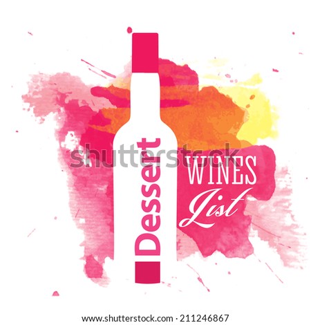 wine background bottle abstract alcohol pink watercolor logo paint draw original wine list covering with shape of container on abstract watercolor template wine background bottle abstract alcohol pink