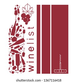 Wine background with bottle and grape. Design element in modern style for tasting, menu, wine list, restaurant, winery, shop.