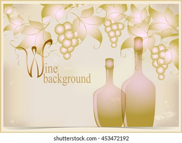 Wine background with a bunch of grapes. EPS10 vector illustration