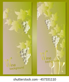 Wine background with a bunch of grapes and glasses. EPS10 vector illustration
