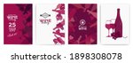 Wine Background design illustrations. Handmade drawing of wine glasses, bottles, vine with grape  leaves. Background for flyers, poster, backdrops, covers, presentations. Vector
