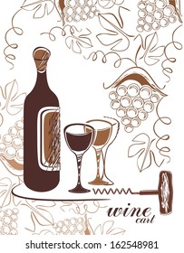 wine background - with grapes and bottle
