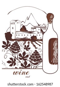 wine background - with grapes and bottle