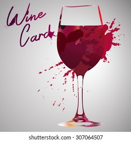 Wine background. Hand drawn illustration. Watercolor. Splash blob design