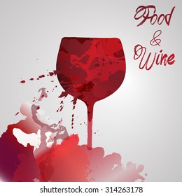 Wine background. Hand drawn illustration. Watercolor. Splash blob design