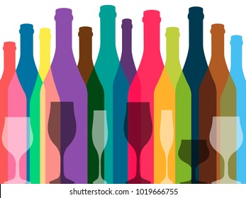 Wine background vector.Bottle of alcohol illustration.Design for wine.Glasses to alcohol.Alcohol vector background.Template for drink card. 