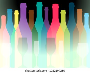 Wine background vector.Bottle of alcohol illustration.Design for wine.Glasses to alcohol.Alcohol vector background.Template for drink card. 
