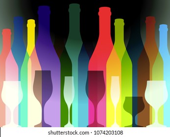 Wine background vector.Bottle of alcohol illustration.Design for wine.Glasses to alcohol.Alcohol vector background.
Template for drink card. 