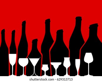 Wine background vector.Bottle of alcohol illustration.Design for wine.Glasses to alcohol.Alcohol vector background.
Template for drink card.