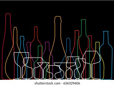 Wine background vector.Bottle of alcohol illustration.Design for wine.Glasses to alcohol.Alcohol vector background.
Template for drink card. 