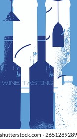 Banner de barra de vinho, pub, garrafas de álcool, copos de estilo plano, design de lista de vinhos. Degustação de vinhos, sommelier, poster de festa de bebida, cabernet, chardonnay, merlot, martini. Alcoolismo, bebida alcoólica, coleção de vinhos