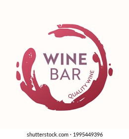 Wine Bar Icon or Label with Red Spot Circle of Bottle Bottom Isolated on White Background. Emblem for Festival Event, Alcohol Drink Tasting, Restaurant Promotion, Fest Signboard. Vector Illustration