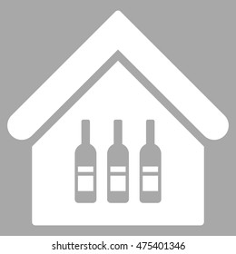 Wine Bar icon. Vector style is flat iconic symbol, white color, silver background.