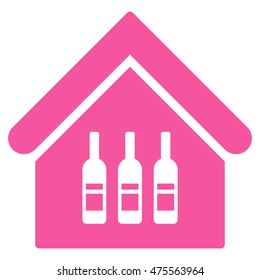 Wine Bar icon. Vector style is flat iconic symbol, pink color, white background.