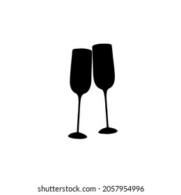 Wine bar logo template. Black wine glass