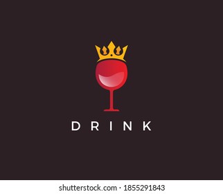 Wine bar logo template. Red and white wine glasses