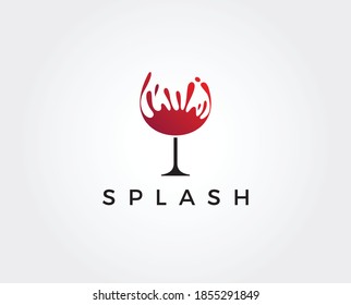 Wine bar logo template. Red and white wine glasses