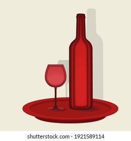 Wine bar logo template. Red and white wine glasses
