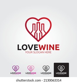 Plantilla del logotipo de la barra de vinos. Gafas de vino rojo y blanco