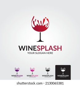 Wine bar logo template. Red and white wine glasses