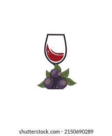 Wine bar logo template. Red wine glasses